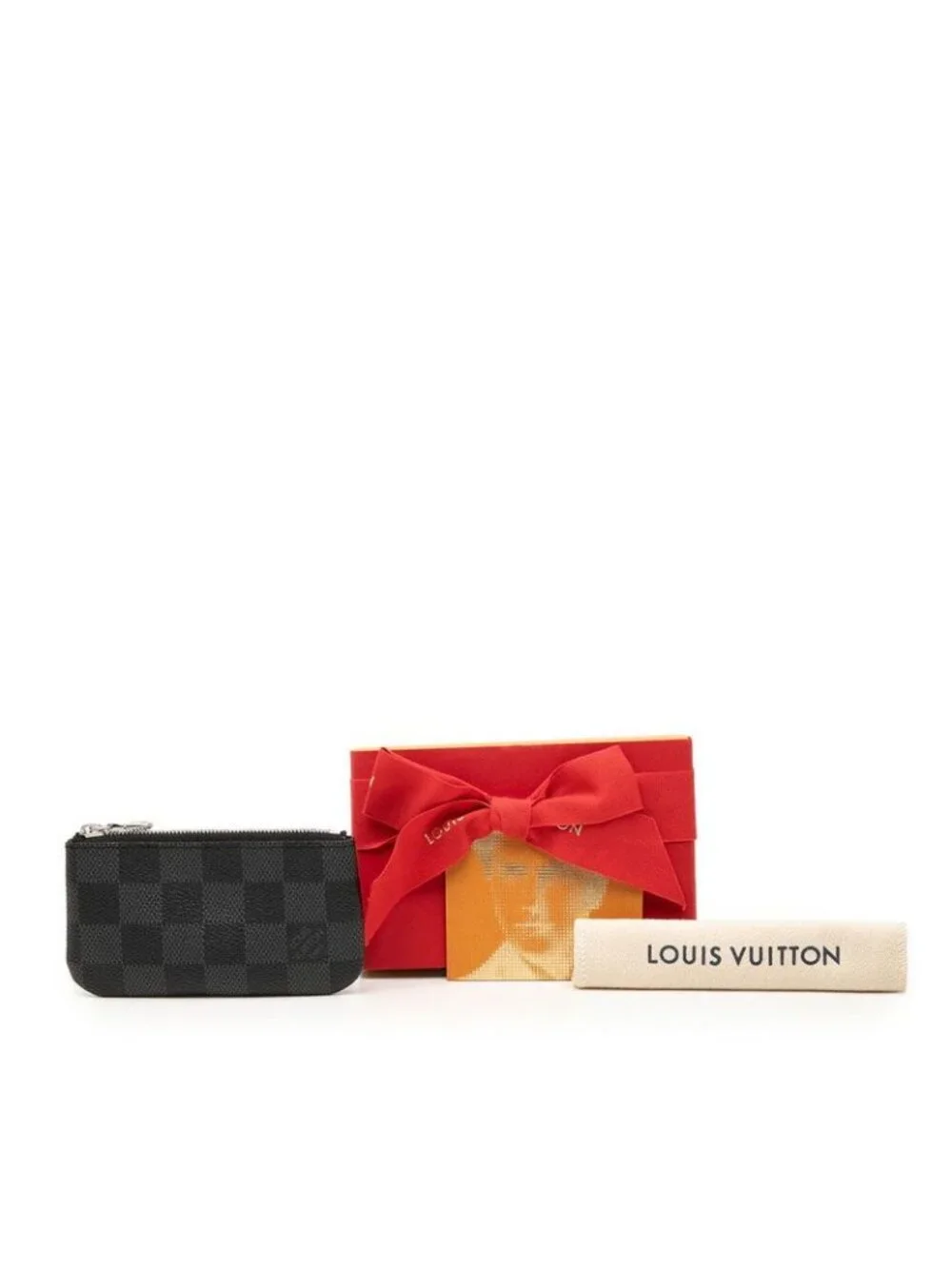 Louis Vuitton Damier Graphite Pochette Cles Coin Purse Black Leather